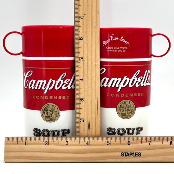 Campbells Soup Thermos Set Of 2 Vintage Style Insulated Containers Lids Handles - Picture 11 of 14
